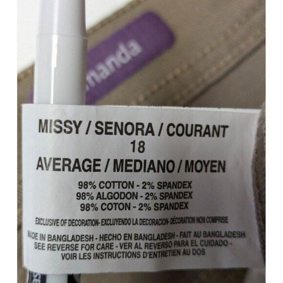 Gloria Vanderbilt Jeans Size 18 Latte Brown Amanda Classic Fit Straight Stretch - Picture 12 of 13